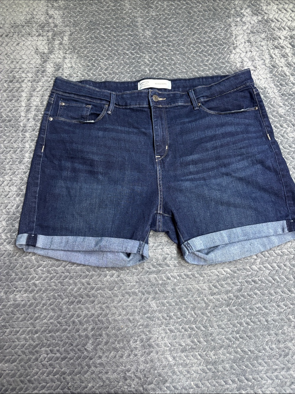 Signature by Levi Strauss Dark Indigo Roll-Cuff Denim Shorts